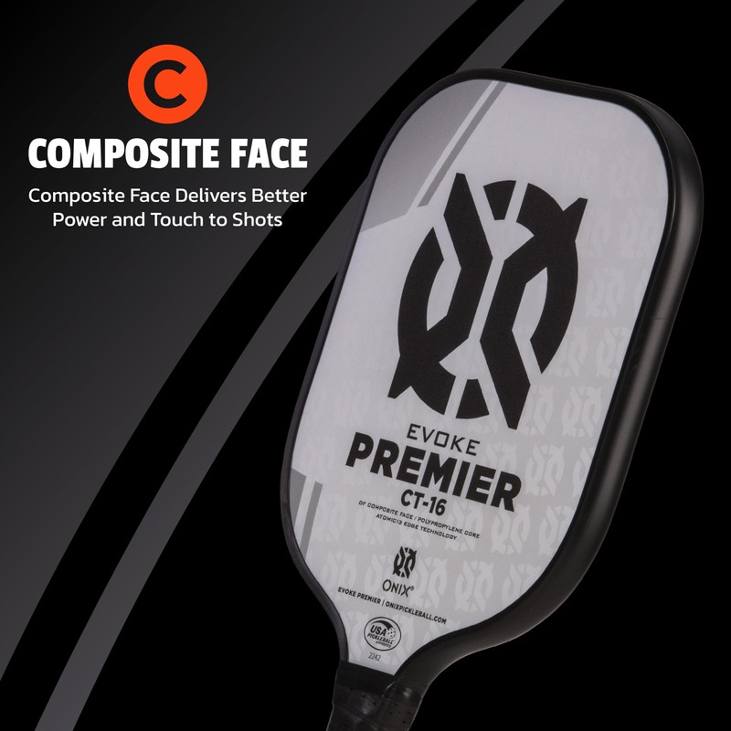 ONIX Pickleball Evoke Premier CT-16 Pickleball Paddle, White
