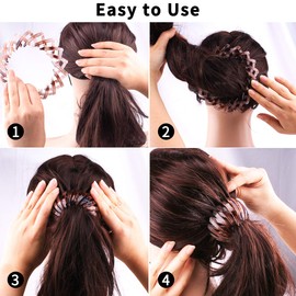 TOBATOBA Bun Maker Clip, 3 Pcs Bird Nest Hair Clips - Expandable Ponytail Holder for Women, Ponytail Hairpin Curling Iron, Hair Claw Clamps - Hair Accessories for Women and Girls