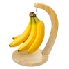 JS Gourmet Bamboo Banana Stand with Stainless Steel Hanging Hook,