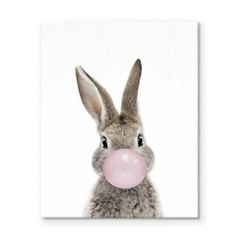 Easter Canvas Wall Art Decor - Funny Bunny Frame painting, Rabbit Wall Artwork for Spring, Easter Decor, Animal Picture Prints for Nursery, Living Room and Holiday Decoration 16X20 inch