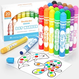 Shuttle Art Dot Marker Pen, 20 Colors, Water-based, 0.4 fl oz (12 ml), For Children, Dotted Color Pen, Water Removable, Easy to Grip, Drawing Supplies, Play Tool, Kindergarten Entrance Celebration,