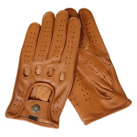 WASPRO Genuine Leather Gloves, Lambskin Leather Gloves, Leather Motorcycle Gloves, Knuckle Fit Gloves (Tan, X-Small)
