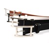 Bellabel Cow Leather Belt, Made in Japan, Casual, Silver, H-Buckle