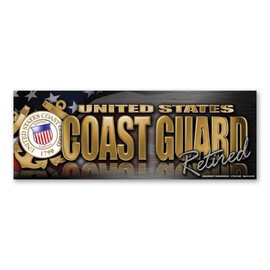 Coast Guard Retired Chrome Bumper Strip Magnet by Magnet America Is 2.875" x 7.75" Made for Vehicles and Refrigerators