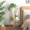 Wisuce Bamboo Plant Stands Indoor, 4 Tiered Tall Corner Plant