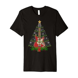 Christmas Guitar Tree Funny Music Loves Xmas Lights Gifts Premium T-Shirt