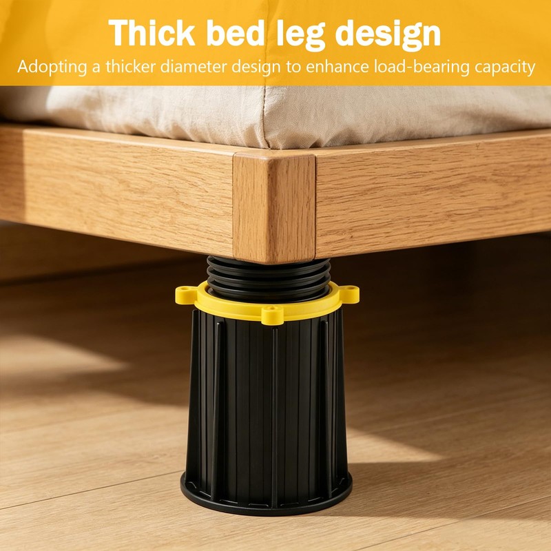 Adjustable Height Bed Support Legs, 4 Pack Thick Bed Frame