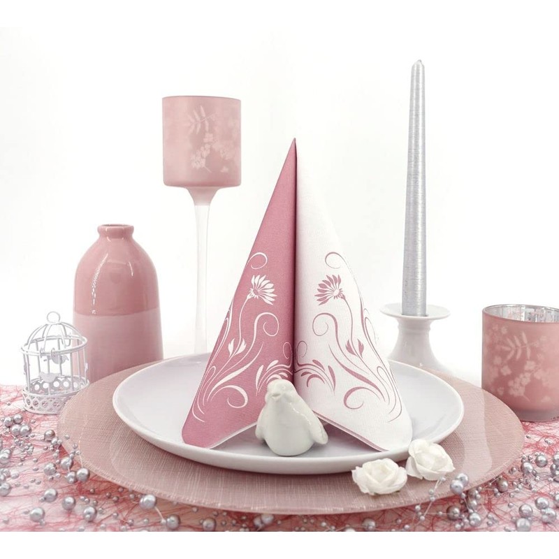 50 napkins flowers 40 x 40 cm fabric-like Airlaid Elegantia,