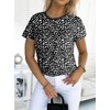 EVALESS Womens Elegant Polka Dot Tops Crewneck Short Sleeve T