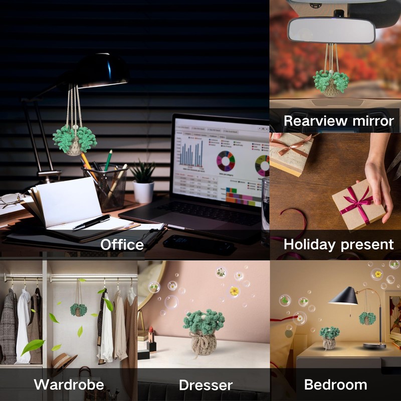 Crochet Car Air Freshener,8ml Empty Refillable Car Oil Diffuser Bottle