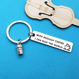 Ximalun Coffee Lover Gifts Coffee Lover Keyring with Enough Coffee I Can Rule The World Keyring Christmas Birthday Gifts Coffee Lover Gifts for Women Men Coworker Boss Friends