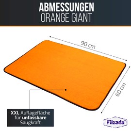 Filzada® 1x Orange Giant Auto Trockentuch XXL (60 x 90 cm) - 720 GSM Ultra Saugfähig - Mikrofasertuch Auto Handtuch mit Feinstfaser für eine professionelle Autopflege - Trockentuch Auto