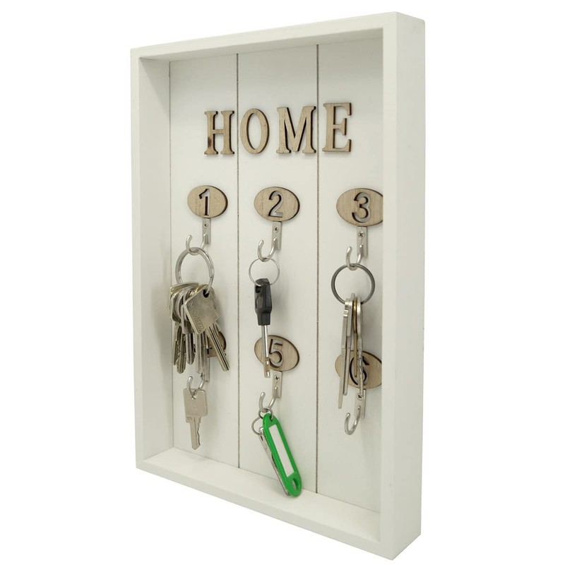 PrimoLiving Wooden Key Cabinet Home with 6 Hooks - Wall