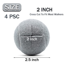 Magicorange 4 PCS Precut Walker Tennis Balls for Furniture Legs and Floor Protection, Heavy Duty Long Lasting Felt Pad Glide Coverings (Grey)
