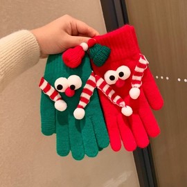 Women's Winter Thick Warm Touch Mittens for Christmas & New Year lf1161 One Size/Red (Model's Color) 2ea