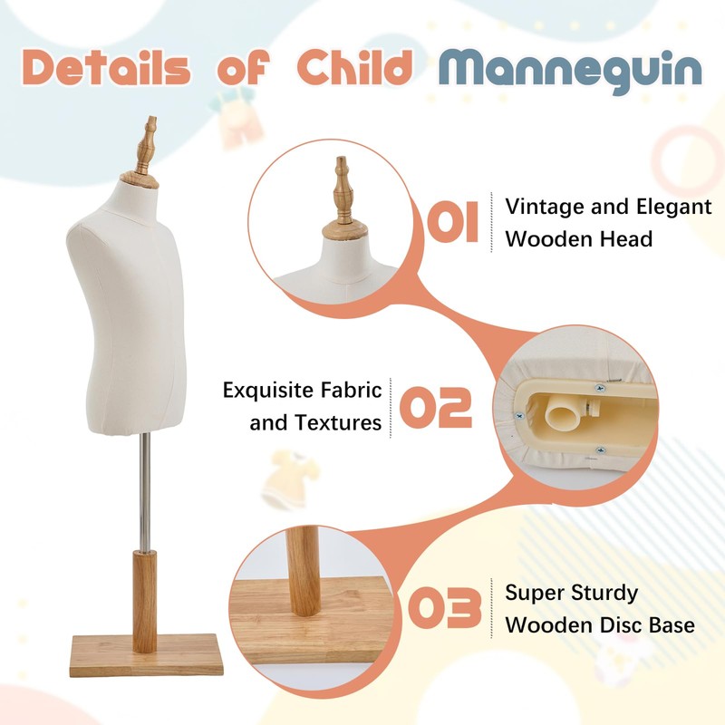 Child Mannequin, Adjustable Kids for Apparel Scarf Window Shop Display