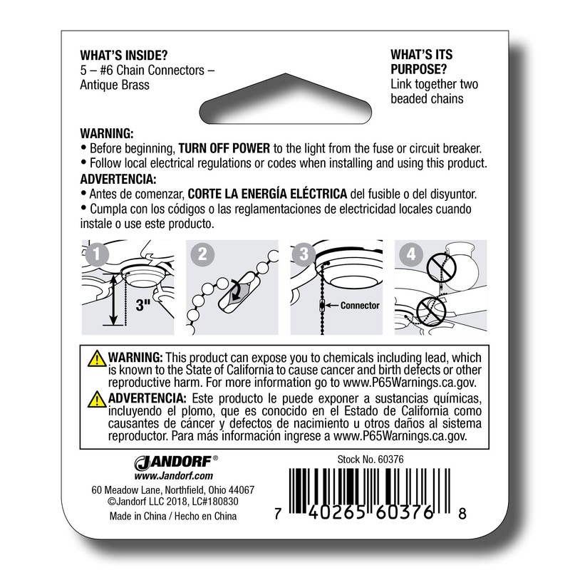 Jandorf Chain Connector Antique Brass #6 (Pack of 5)