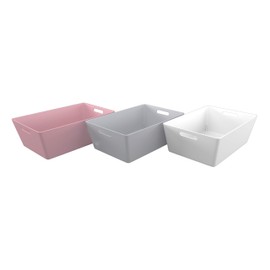 Wham Bam 4.02 Plastic Studio Organizer Pink Grey & White Perfect Storage Basket At Home kitchen & Office. Made in Uk (Grey)