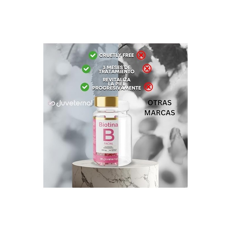 Cápsulas Faciales de Biotina 90 cápsulas Twist-Off Nutre, Hidrata y