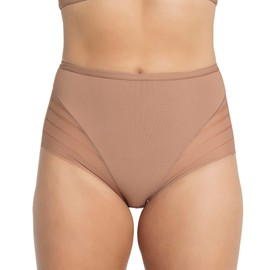 Leonisa Women's No Show Invisible Comfy Tummy Control Classic Panty,Brown,Large