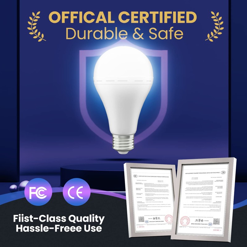 Emergency Rechargeable Led Light Bulb with Hook,Stay Lights Up When