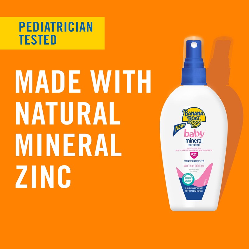 Banana Boat Mineral Enriched Baby Sunscreen Spray SPF 50, 5oz