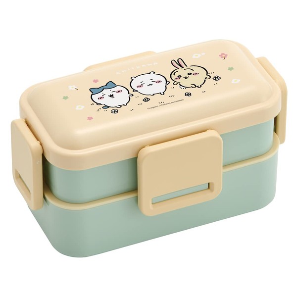 Skater PFLW4AG-A Chiikawa Lunch Box, 20.3 fl oz (600 ml), Antibacterial, Fluffy, Dome-Shaped Lid, 2-Tier, For Women, Made in Japan
