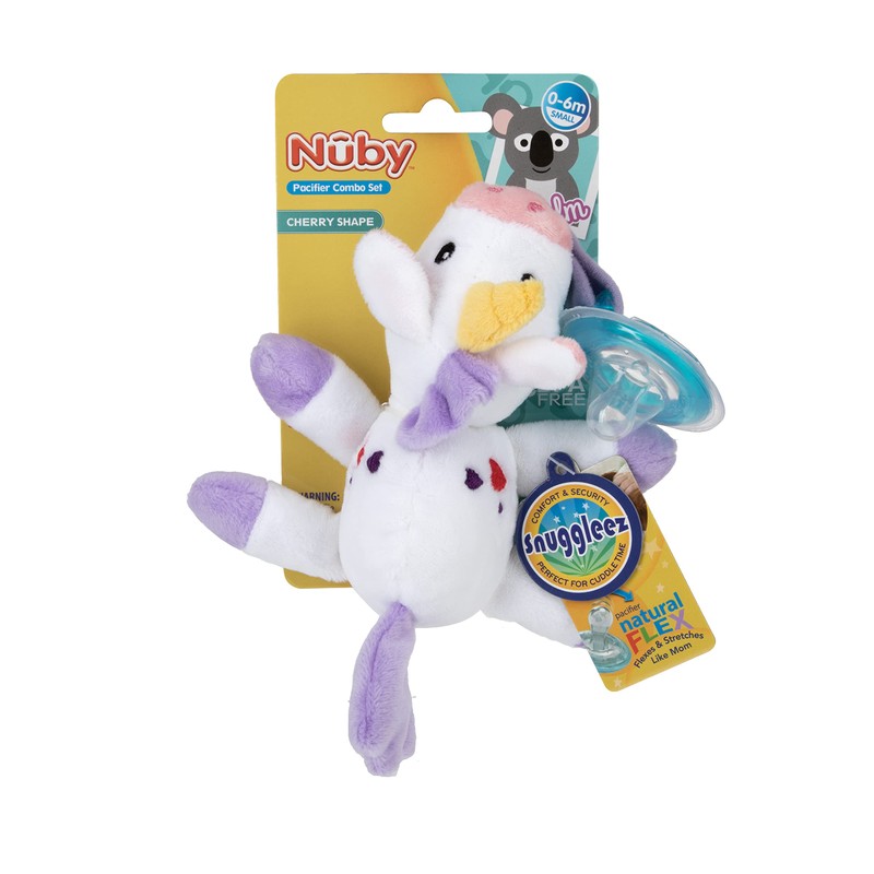 Nuby Calming Natural Flex Snuggleez Pacifier with Plush Combo Set