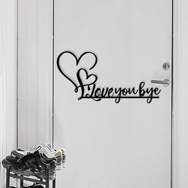 XORT Love You Bye Metal Sign Home Wall Decor Express Love and Warm Family Sign for Valentine's Day Bedroom Living Room Decoration. (Black - 16 x 8 inch)