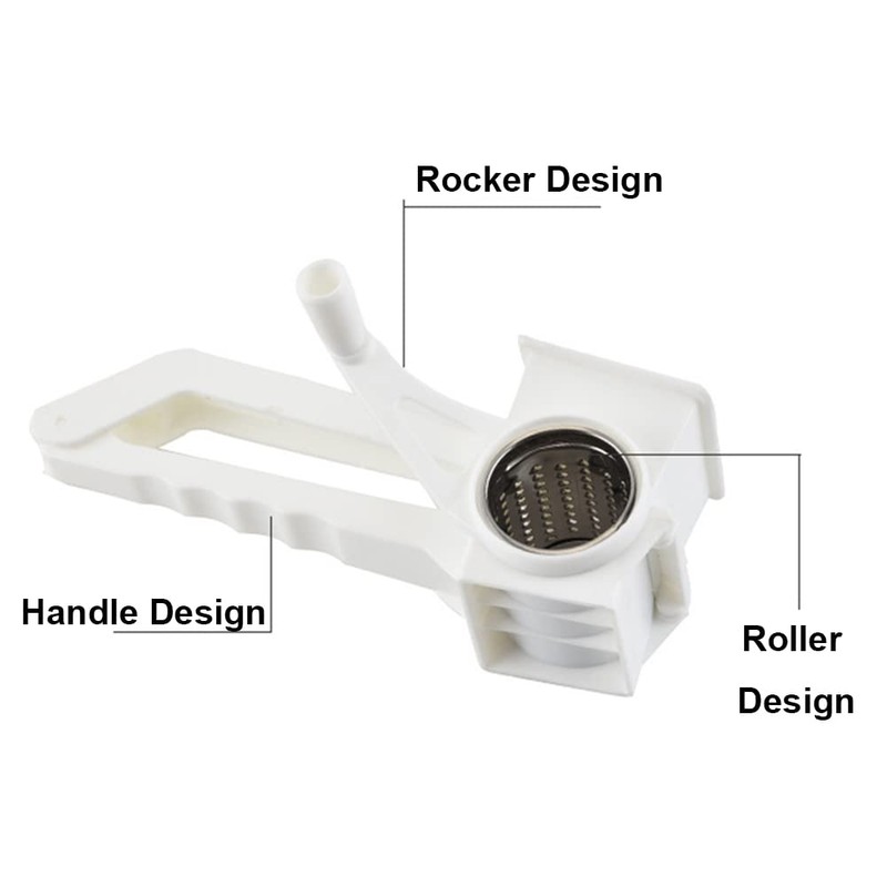 Rotary Cheese Grater with Stainless Steel Drums, Vegetable Cheese Slicer