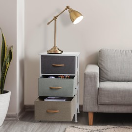 YOHKOH Tall Dresser Storage Drawers Stand with 3 Removable Fabric Drawers-Organizer Unit for Bedroom, Living Room, Storage Bins with Drawers,Multicolored