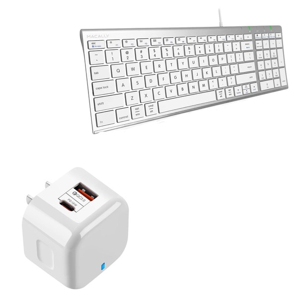 BoxWave Charger Compatible with Macally Compact Wired Keyboard - PD