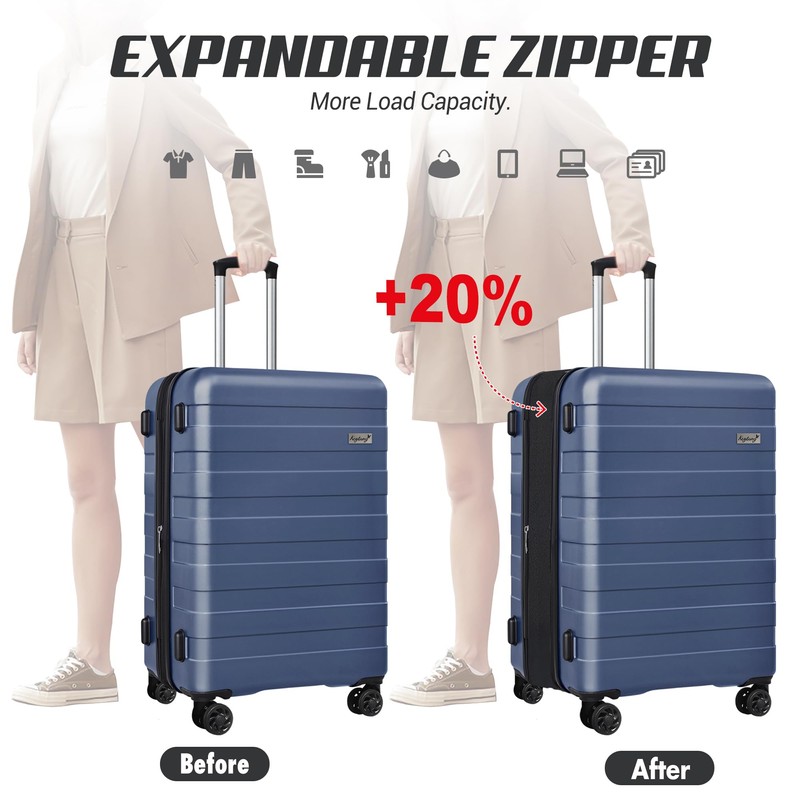 Zebra Luggage Sets 5 Piece, Carry-On Luggage with Spinner Wheels,