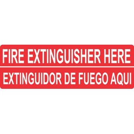 StickerTalk English Spanish Fire Extinguisher Here Magnet, 7 inches by 2.25 inches