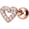 PIERCINGLINE 3-Piece Titanium Ear Piercing with Inner Thread Crystal Heart,