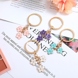 AOZUO Pack of 4 Women's Keyrings, Bag Pendant, Keychain Aesthetic Cute Flowers Pink Charm Pendant, Cute Cherry Blossom Charms for Women, Girls, Bag, Handbag, Purse Decoration, colourful