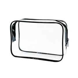Neon Clear Pouch Small, Clear Makeup Bag, 7"x2.3"x4.7" Size TSA Approved Toiletry Bag, Clear Travel Bags for Toiletries, Clear Cosmetic Bag for Women and Men Small, Transparent (black bone ), Solid