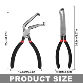 BOXOB Automotive Electrical Disconnect Zange, Gerade & 60° Gebogene Elektrische Anschlusszange für Autos mit Klemmen-Entfernungswerkzeugen Kraftstoffleitung Werkzeug-Set (Rot, Schwarz)