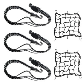 HOOPOE Bicycle Luggage Rack Tie Down Straps 5 Pack Rubber Tensioners with Hook Black Nylon Universal Fit Bicycle