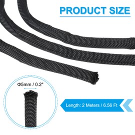 PATIKIL Cable Sleeve, 6.6 Ft x 0.2" Wire Manager Cord Protector Trolling Motor Cable Sleeve Dog Cat Cord Wrap Protector for Computer Wire Organizer Hose