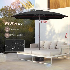 AckMizz 11ft Outdoor Patio Umbrella - Table Umbrella Waterprool UV Protection, Sombrillas de Patio with Push Button Tilt&Crank, Sun Umbrella for Pool, Porch, Garden, Deck, Backyard(Black)