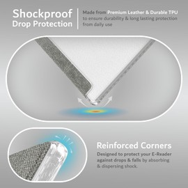 TUDIA SKN FLIP Designed for Onyx Boox Go Color 7 Case (2024) - [Enhanced Auto Wake/Sleep Technology] Shockproof Slim Transparent TPU Back with Textured Leather Trifold 7" Cover (Grey)