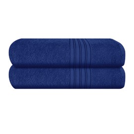 BOUTIQUO 100% Cotton 2 Pack Bath Towel Set 28x55, Eco-Friendly Large Bath Towels, Compact Quickdry Lightweight Soft & Highly Absorbent Bath Towel, Ideal for Everyday Gym Travel Camp Pool - Navy Blue