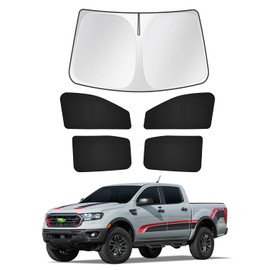 Canvcle Sunshades for 2019-2025 2026 Ford Ranger 4Door Windshield Sunshade Side Rear Windows Sun Visor Shield Privacy Cover Keep Vehicle Cool Black 5PCS