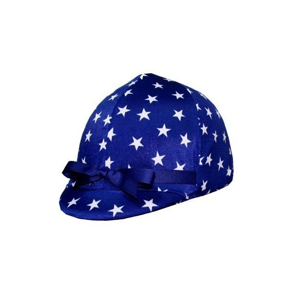 Equestrian Riding Helmet Cover - Navy with White Stars