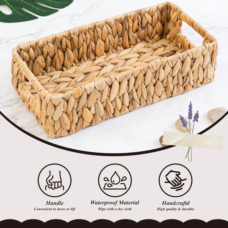 Cyrabota Water Hyacinth Basket, Toilet Tank Basket for Storage with