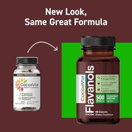 CocoaVia Brain & Heart Supplement, Vegetarian Capsules, 450mg Cocoa Flavanols, 30-day supply