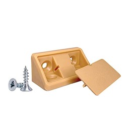 (Pack of 10 pcs) Light Brown Shelf Brackets 44 x 20 x 20 mm, Furniture Corner Joints Plastic 90 Degree Corner Brace Joint, Right Angle, Screws Included (10, Light Brown)
