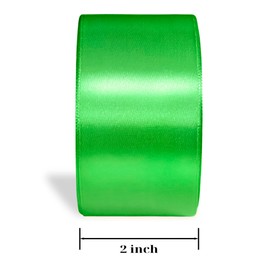 Green Ribbon 2 inch Ribbons for Crafts Gift Ribbon Satin Green Solid Ribbon Roll 2 in x 25 Yards