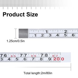 3Packs Adhesive Measuring Tape,80Inch/200cm Imperial and Metric Ruler Tape,1/2 Inch Carbon Steel Peel and Stick Tape Measure Left-Right Reading (White)